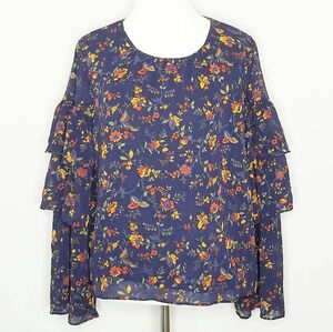 NWT Madewell Ruffle Sleeve Floral Moonless Top M